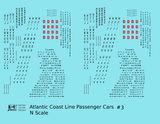 Atlantic Coast Line Streamlined Passenger Car Black Sleepers Diners #3 - Decal - Choose Scale