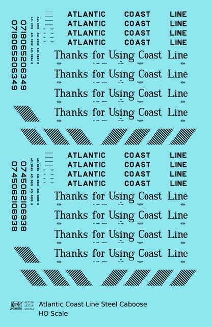 Atlantic Coast Line Steel Caboose Black Thanks For Using Coast Line