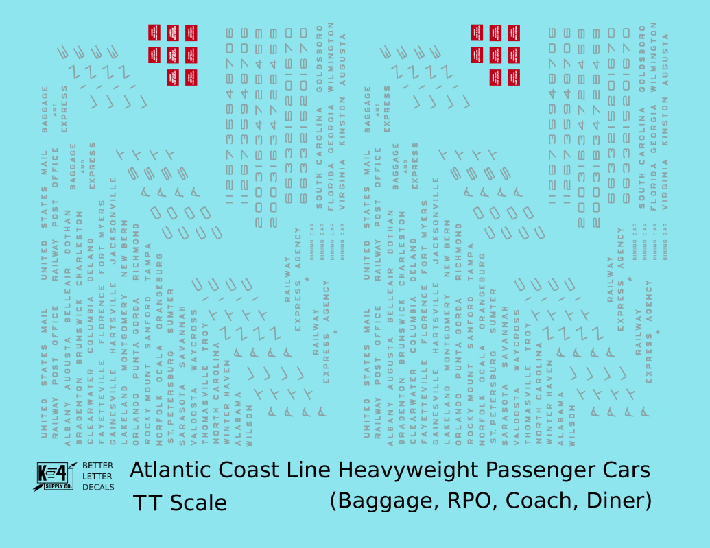 Atlantic Coast Line Heavyweight Passenger Car Silver Coach Baggage RPO