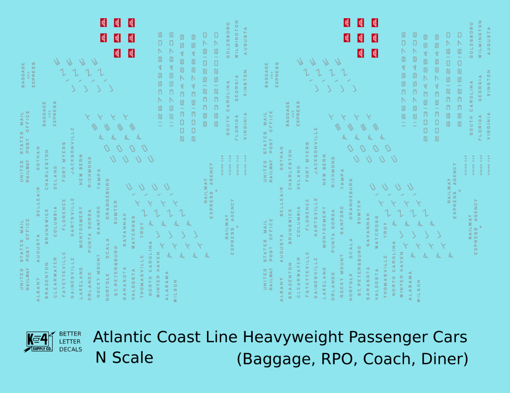 Atlantic Coast Line Heavyweight Passenger Car Silver Coach Baggage RPO