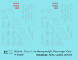 Atlantic Coast Line Heavyweight Passenger Car Silver Coach Baggage RPO - Decal - Choose Scale