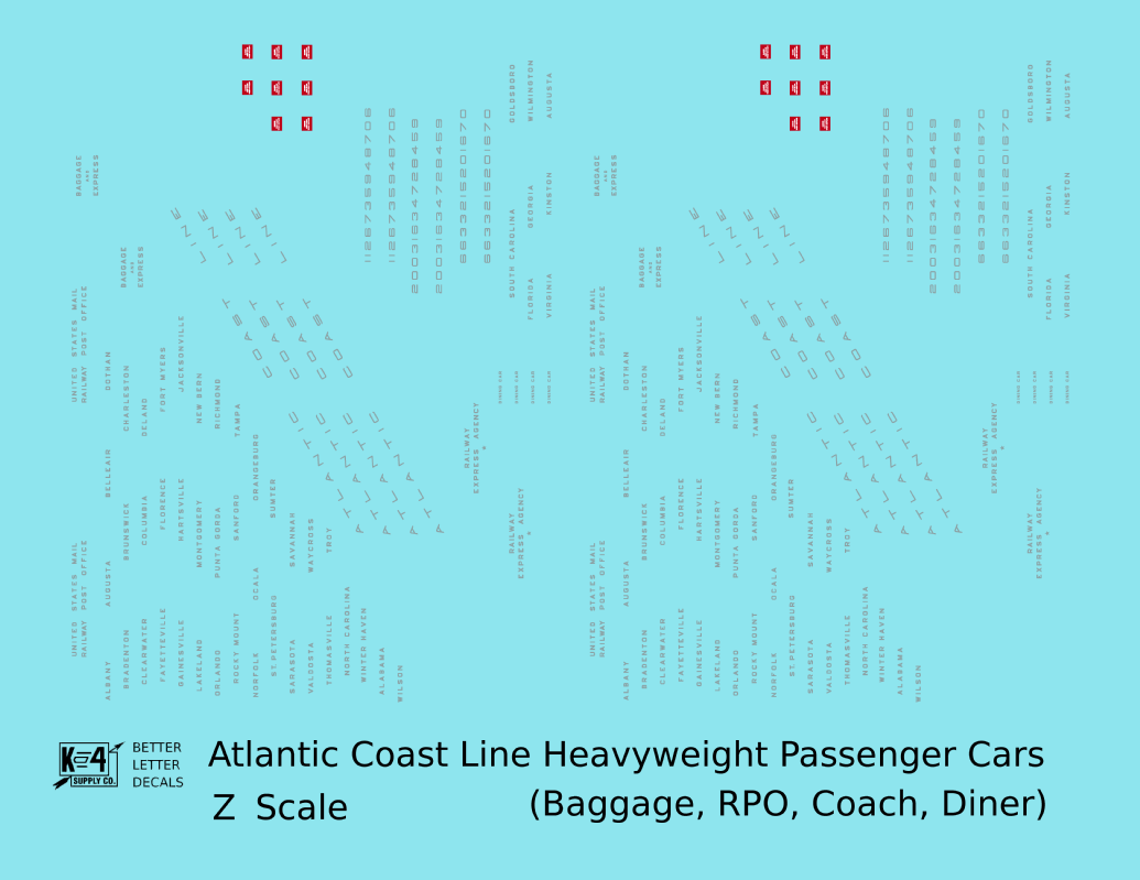 Atlantic Coast Line Heavyweight Passenger Car Silver Coach Baggage RPO