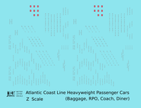 Atlantic Coast Line Heavyweight Passenger Car Silver Coach Baggage RPO - Decal - Choose Scale