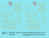 Atlantic Coast Line Heavyweight Passenger Car Yellow Coach Baggage RPO - Decal - Choose Scale