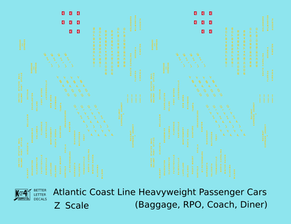 Atlantic Coast Line Heavyweight Passenger Car Yellow Coach Baggage RPO