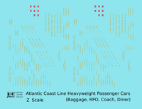 Atlantic Coast Line Heavyweight Passenger Car Yellow Coach Baggage RPO - Decal - Choose Scale