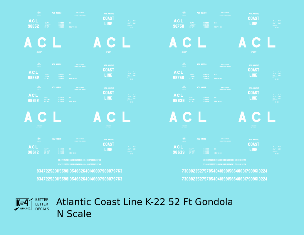 Atlantic Coast Line K-22 52 Ft Gondola White