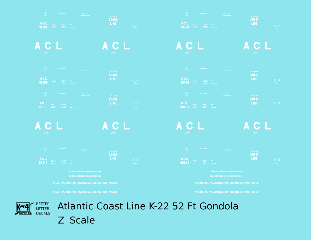 Atlantic Coast Line K-22 52 Ft Gondola White
