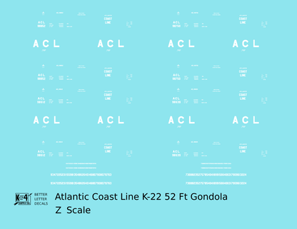 Atlantic Coast Line K-22 52 Ft Gondola White