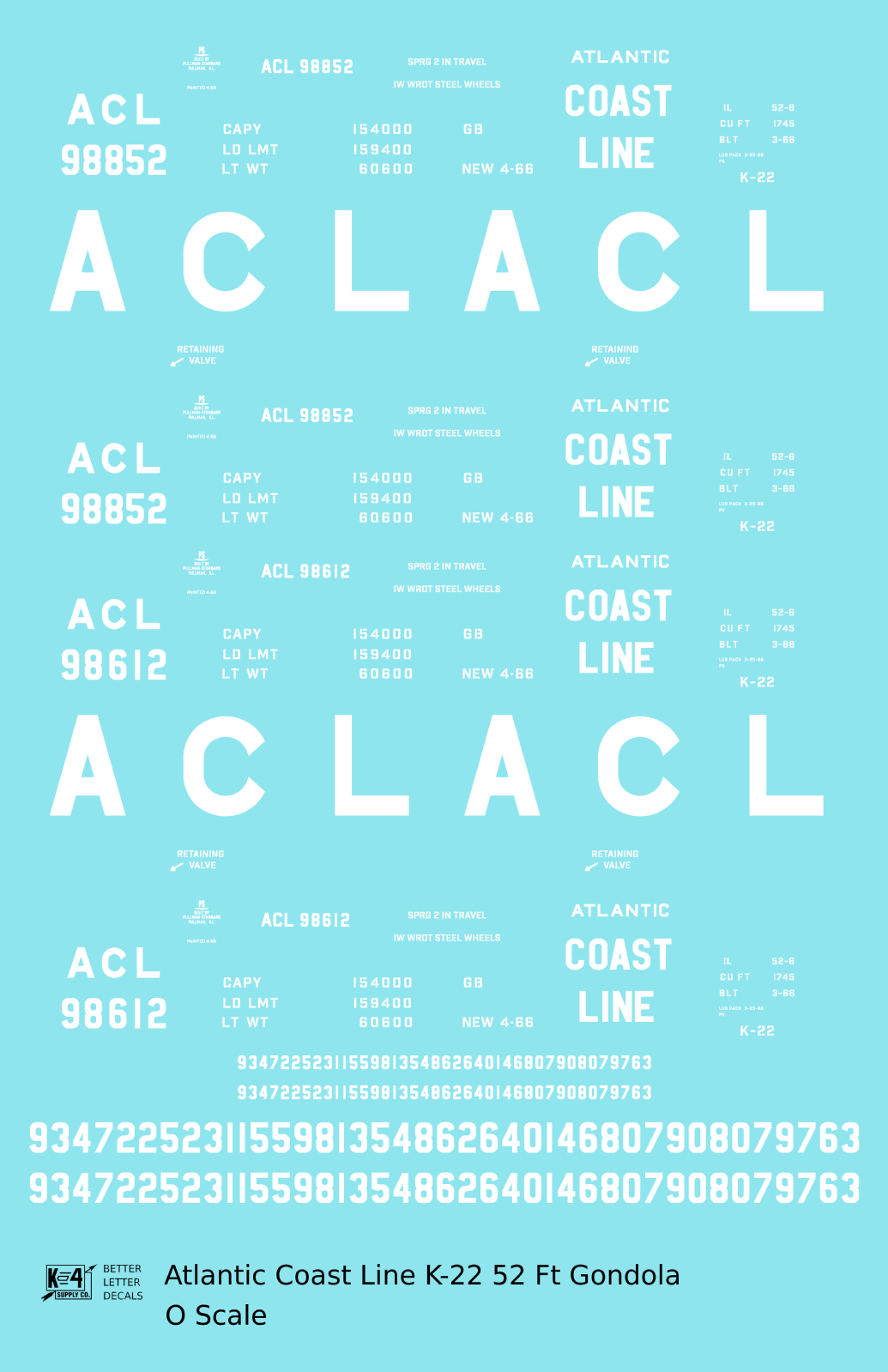 Atlantic Coast Line K-22 52 Ft Gondola White