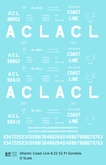 Atlantic Coast Line K-22 52 Ft Gondola White