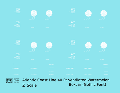 Atlantic Coast Line Despatch 40 Watermelon Boxcar Gothic Font 
