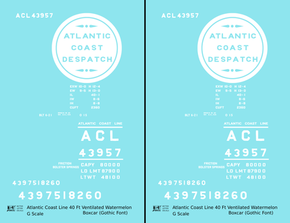 Atlantic Coast Line Despatch 40 Watermelon Boxcar Gothic Font 