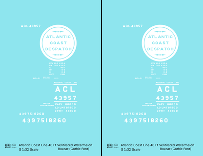 Atlantic Coast Line Despatch 40 Watermelon Boxcar Gothic Font 