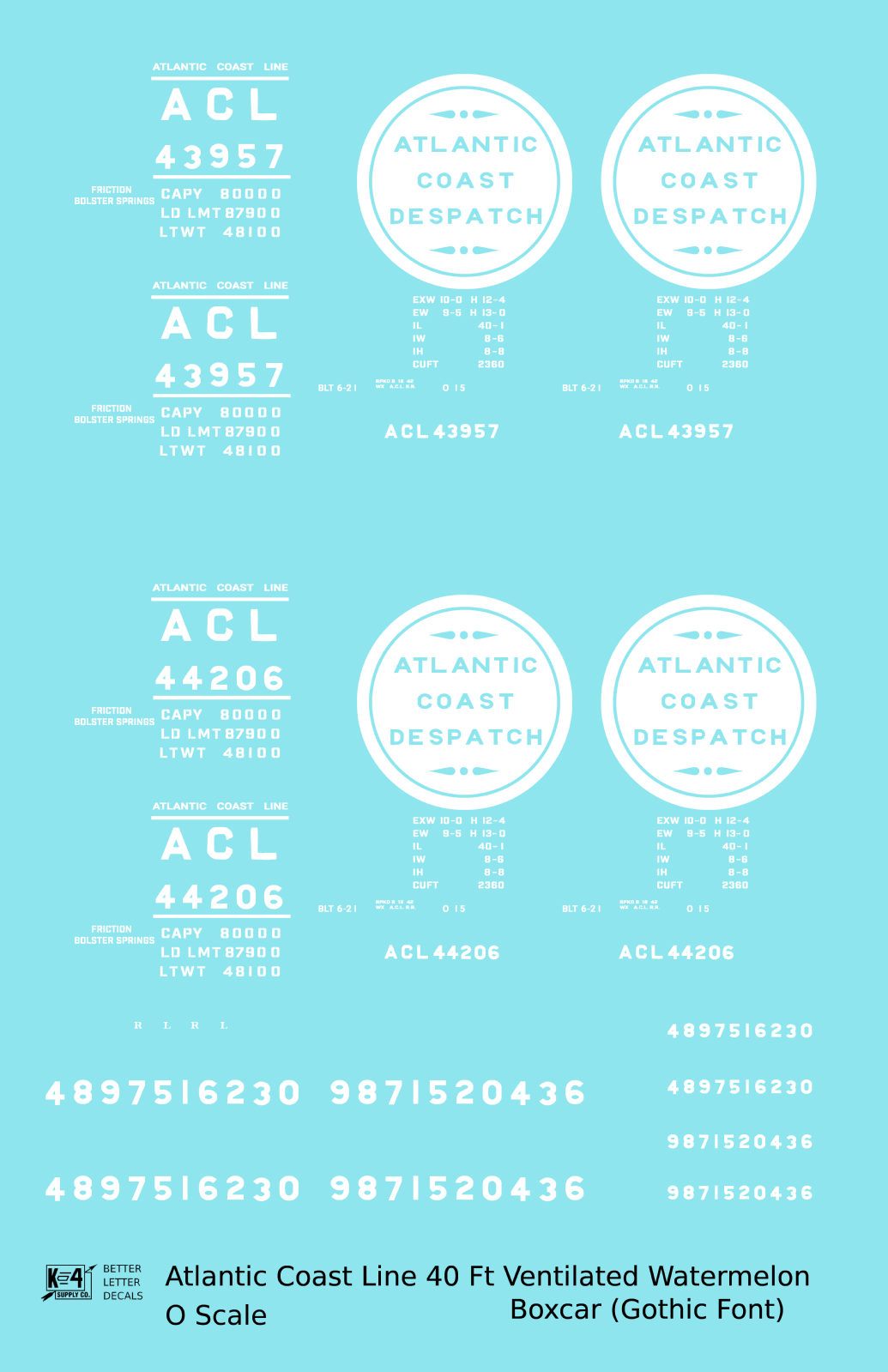 Atlantic Coast Line Despatch 40 Watermelon Boxcar Gothic Font 