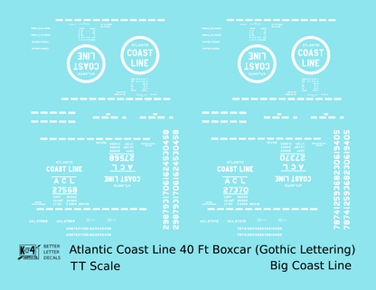 Atlantic Coast Line 40 Ft Boxcar ACL Large Coast Line in Logo