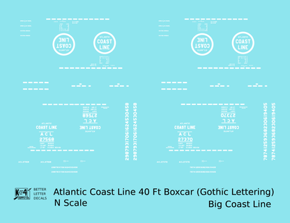 Atlantic Coast Line 40 Ft Boxcar ACL Large Coast Line in Logo