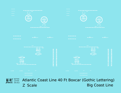 Atlantic Coast Line 40 Ft Boxcar ACL Large Coast Line in Logo