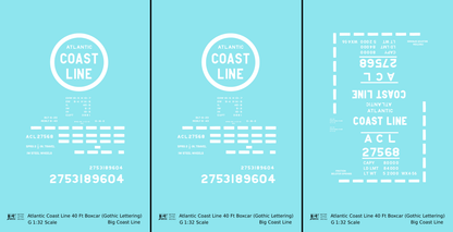 Atlantic Coast Line 40 Ft Boxcar ACL Large Coast Line in Logo