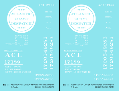 Atlantic Coast Line Despatch 36 Ft Watermelon Boxcar Roman Font
