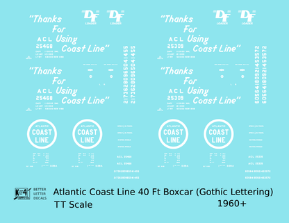Atlantic Coast Line 40 Ft Boxcar White ACL Thanks For Using...