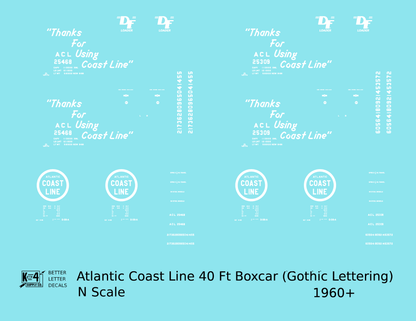 Atlantic Coast Line 40 Ft Boxcar White ACL Thanks For Using...