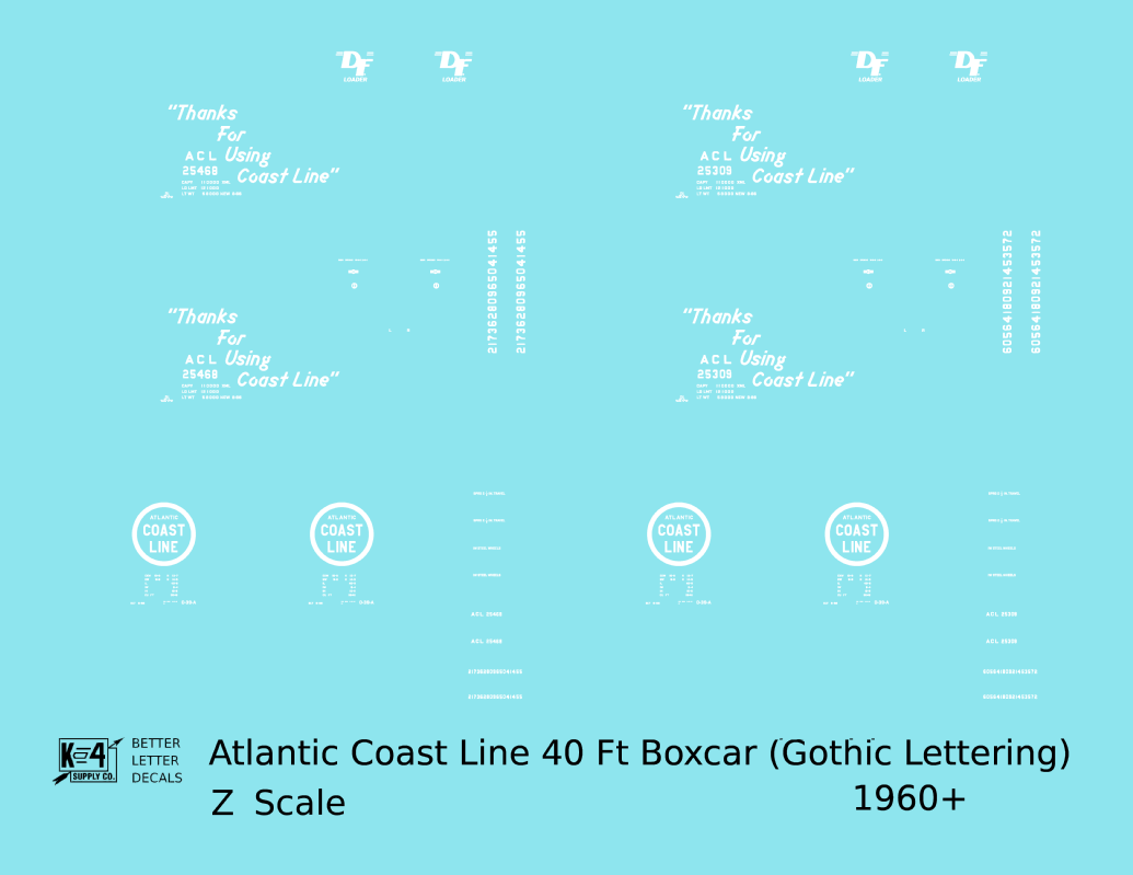 Atlantic Coast Line 40 Ft Boxcar White ACL Thanks For Using...