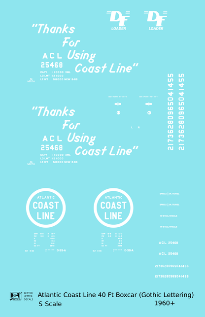 Atlantic Coast Line 40 Ft Boxcar White ACL Thanks For Using...