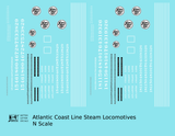 Atlantic Coast Line Steam Locomotive White  - Decal - Choose Scale