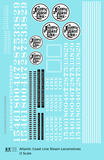 Atlantic Coast Line Steam Locomotive White  - Decal Sheet