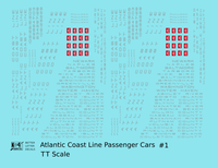 Atlantic Coast Line Streamlined Passenger Car Silver Sleepers Diners #1 - Decal - Choose Scale