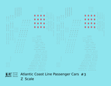 Atlantic Coast Line Streamlined Passenger Car Silver Sleepers Diners #3 - Decal - Choose Scale