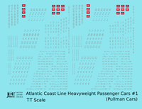 Atlantic Coast Line Heavyweight Passenger Car Silver Pullman Cars - Decal - Choose Scale