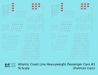 Atlantic Coast Line Heavyweight Passenger Car Silver Pullman Cars - Decal - Choose Scale