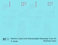 Atlantic Coast Line Heavyweight Passenger Car Silver Pullman Cars - Decal - Choose Scale