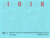 Atlantic Coast Line Heavyweight Passenger Car Silver Pullman Cars - Decal - Choose Scale