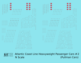 Atlantic Coast Line Heavyweight Passenger Car Silver Pullman Cars - Decal - Choose Scale