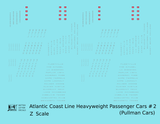 Atlantic Coast Line Heavyweight Passenger Car Silver Pullman Cars - Decal - Choose Scale