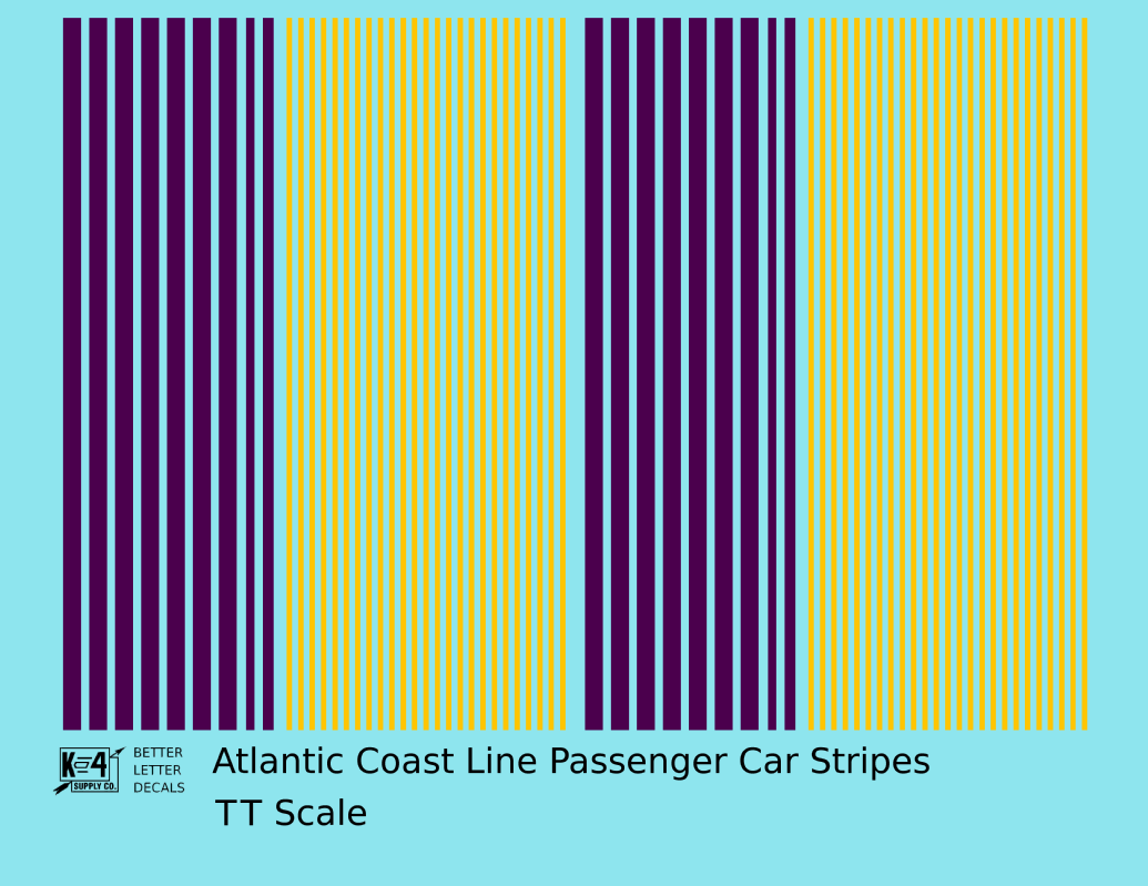 Atlantic Coast Line Passenger Car Stripes  Purple and Yellow