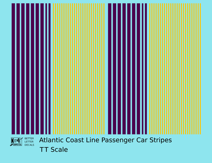 Atlantic Coast Line Passenger Car Stripes  Purple and Yellow