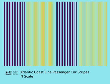 Atlantic Coast Line Passenger Car Stripes  Purple and Yellow
