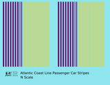 Atlantic Coast Line Passenger Car Stripes  Purple and Yellow  - Decal - Choose Scale