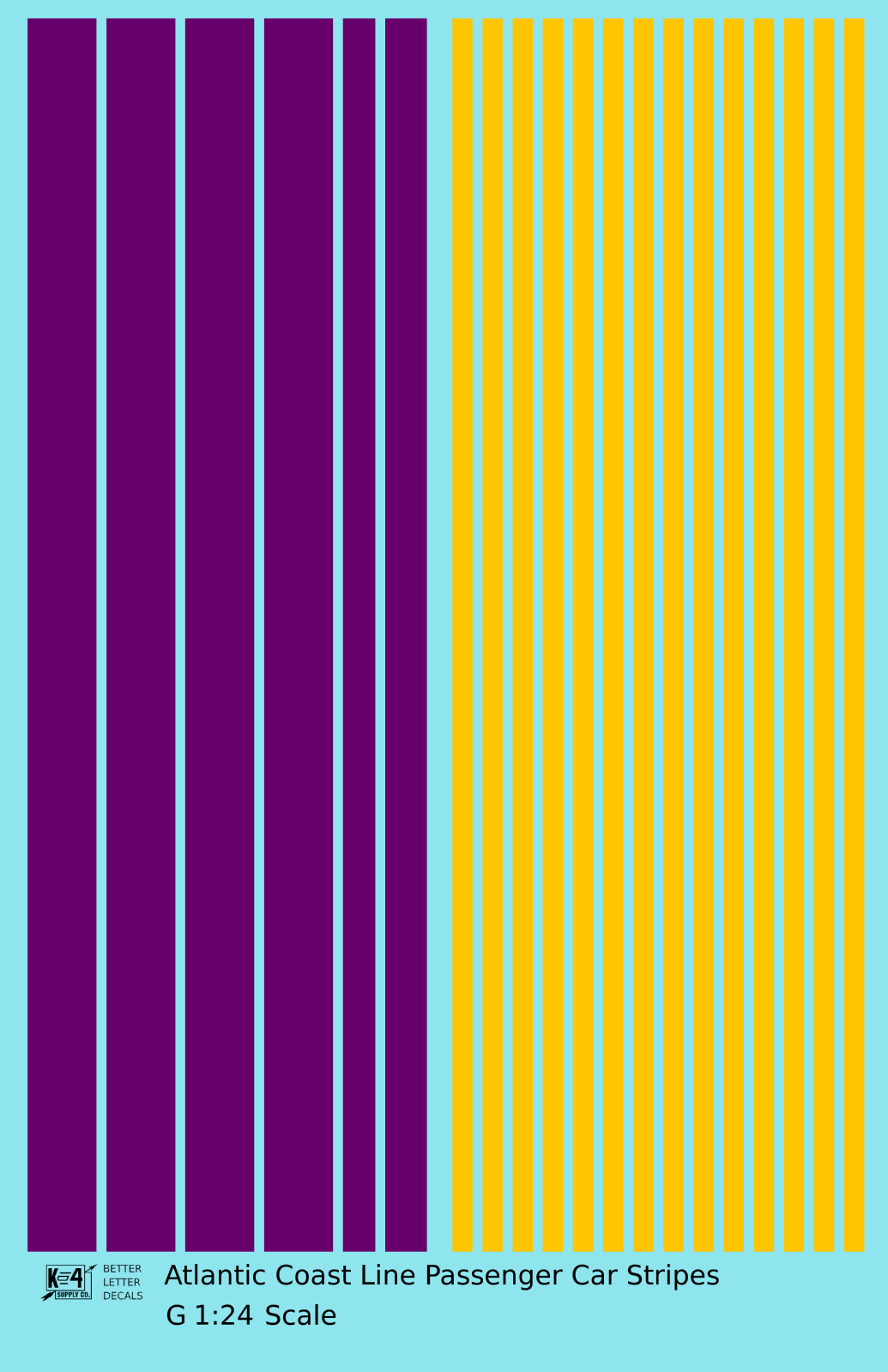 Atlantic Coast Line Passenger Car Stripes  Purple and Yellow