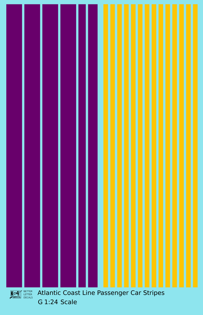 Atlantic Coast Line Passenger Car Stripes  Purple and Yellow
