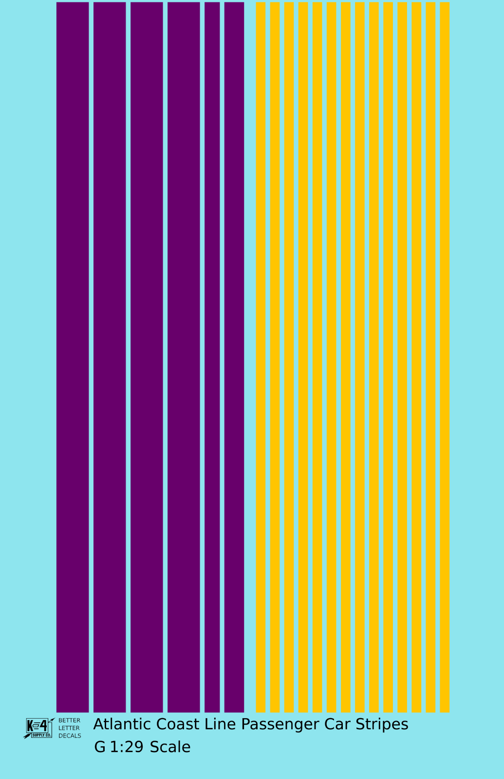 Atlantic Coast Line Passenger Car Stripes  Purple and Yellow