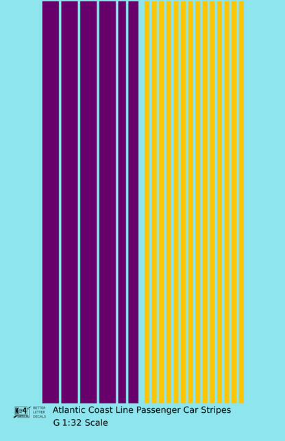 Atlantic Coast Line Passenger Car Stripes  Purple and Yellow