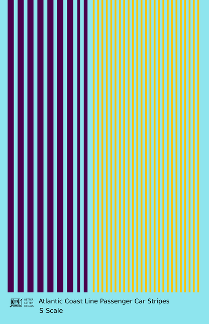 Atlantic Coast Line Passenger Car Stripes  Purple and Yellow