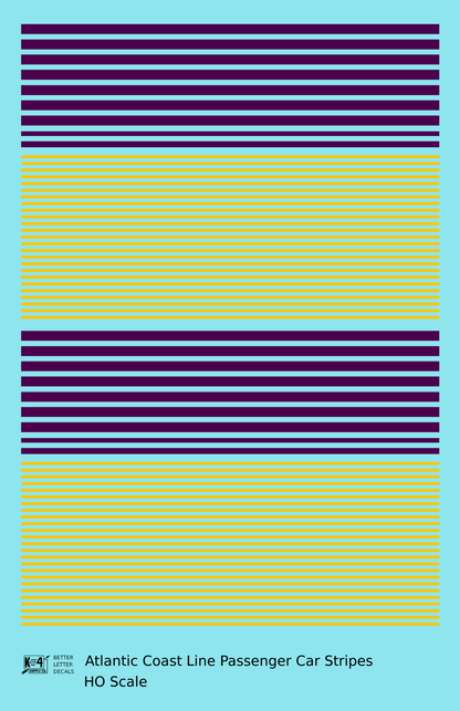 Atlantic Coast Line Passenger Car Stripes  Purple and Yellow