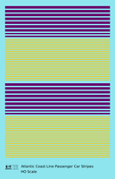 Atlantic Coast Line Passenger Car Stripes  Purple and Yellow  - Decal - Choose Scale