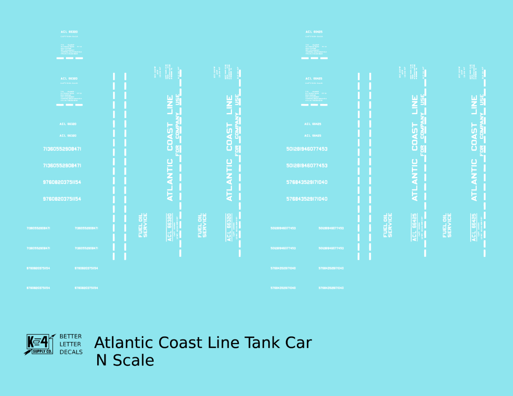 Atlantic Coast Line Tank Car White